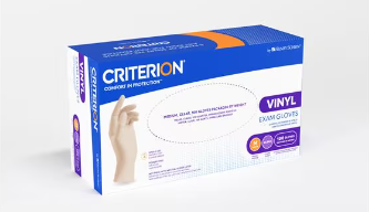 Vinyl Exam Gloves - Criterion- Medium Standard Clear Non-Sterile, 10 BX/CA